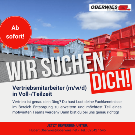 Vertriebsmitarbeit (m/w/d) gesucht!
