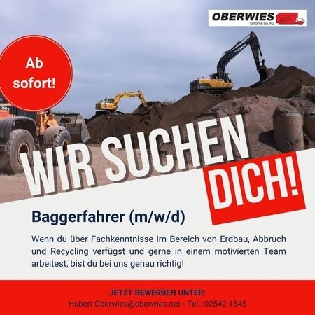 Baggerfahrer (m/w/d) gesucht!